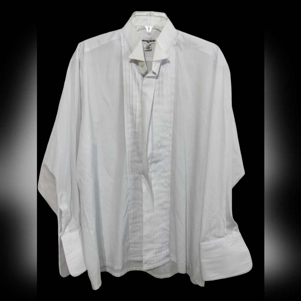 (M72) Pierre Cardin White Pleated Tuxedo Shirts Size 16 /32-33 - Large - Picture 1 of 11